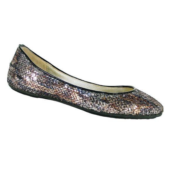 Jimmy Choo Shoes - JIMMY CHOO Snake Print Silver Sequin Ballet Flats EU 35.5/ US 5.5